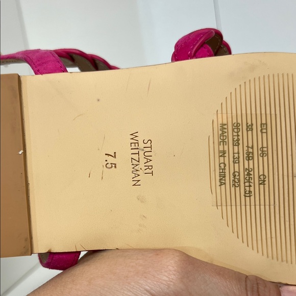 🔥🔥 Stuart Weitzman Hot Pink Braided-Strap Sandals new size 7.5 - Picture 4 of 5